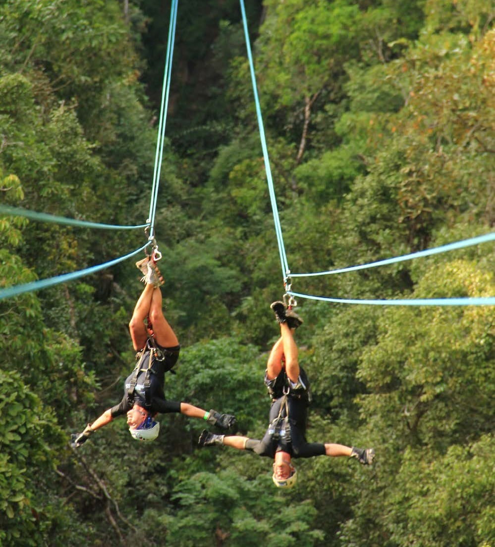 Suzy rappelling in Mismaloya, Mexico
